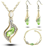 Gifts Sales MODA Elegant Luxury Design New Fashion  Gold Filled Colorful Austrian Crystal Drop Jewelry Sets Women - NO BRA CLUB