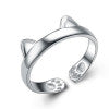 925 Sterling Silver Rings Simple Cute Cat Design Opening Finger Ring (Dragon Cat) - NO BRA CLUB