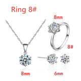 Hot Sale Classic Six Paws 1 Carat Zirconia Statement Necklace Luxury Women Wedding Necklace Earrings Ring Bridal Jewelry Set - NO BRA CLUB